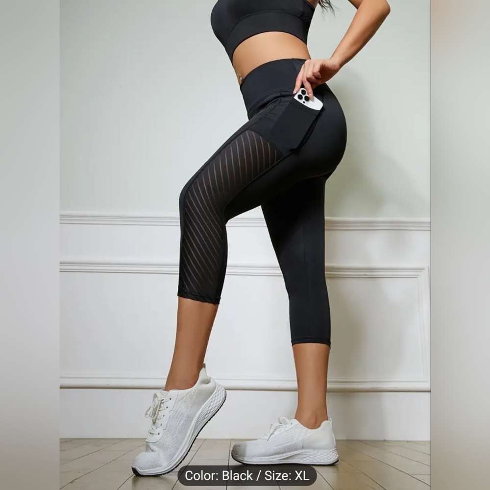 Sports Fashion Mesh Stitched Yoga Pants